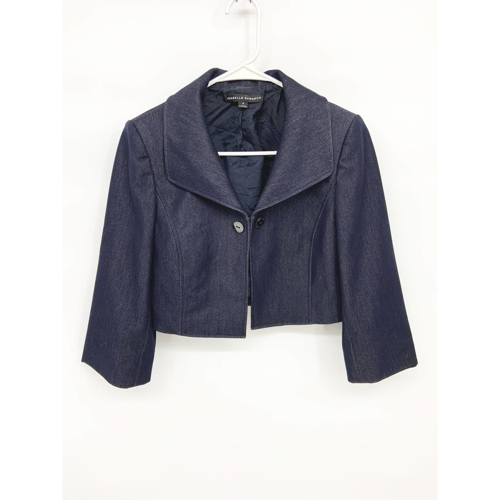 Isabella De Marco Black Cropped Blazer One Button Size 4